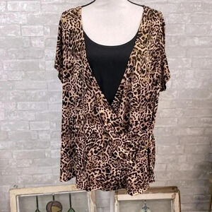 Bay Studio career plus animal print blouse top shirt